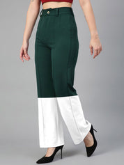 Kotty Women Colourblocked Relaxed Straight Leg Straight Fit High-Rise Trousers