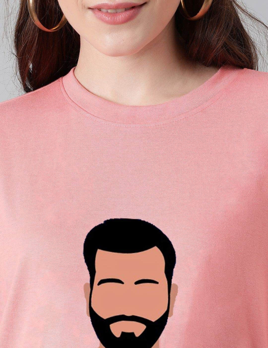 Kotty Women Graphic Printed Round Neck Cotton Oversized T-shirt