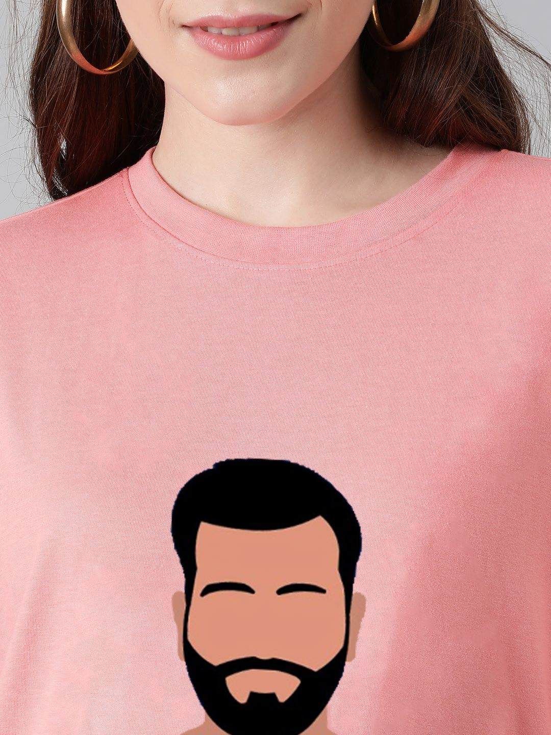 Kotty Women Graphic Printed Round Neck Cotton Oversized T-shirt