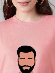 Kotty Women Graphic Printed Round Neck Cotton Oversized T-shirt