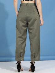 Kotty Women Relaxed Slim Fit High-Rise Easy Wash Trousers