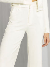 Kotty Women Colourblocked High-Rise Straight Fit Easy Wash Regular Trousers