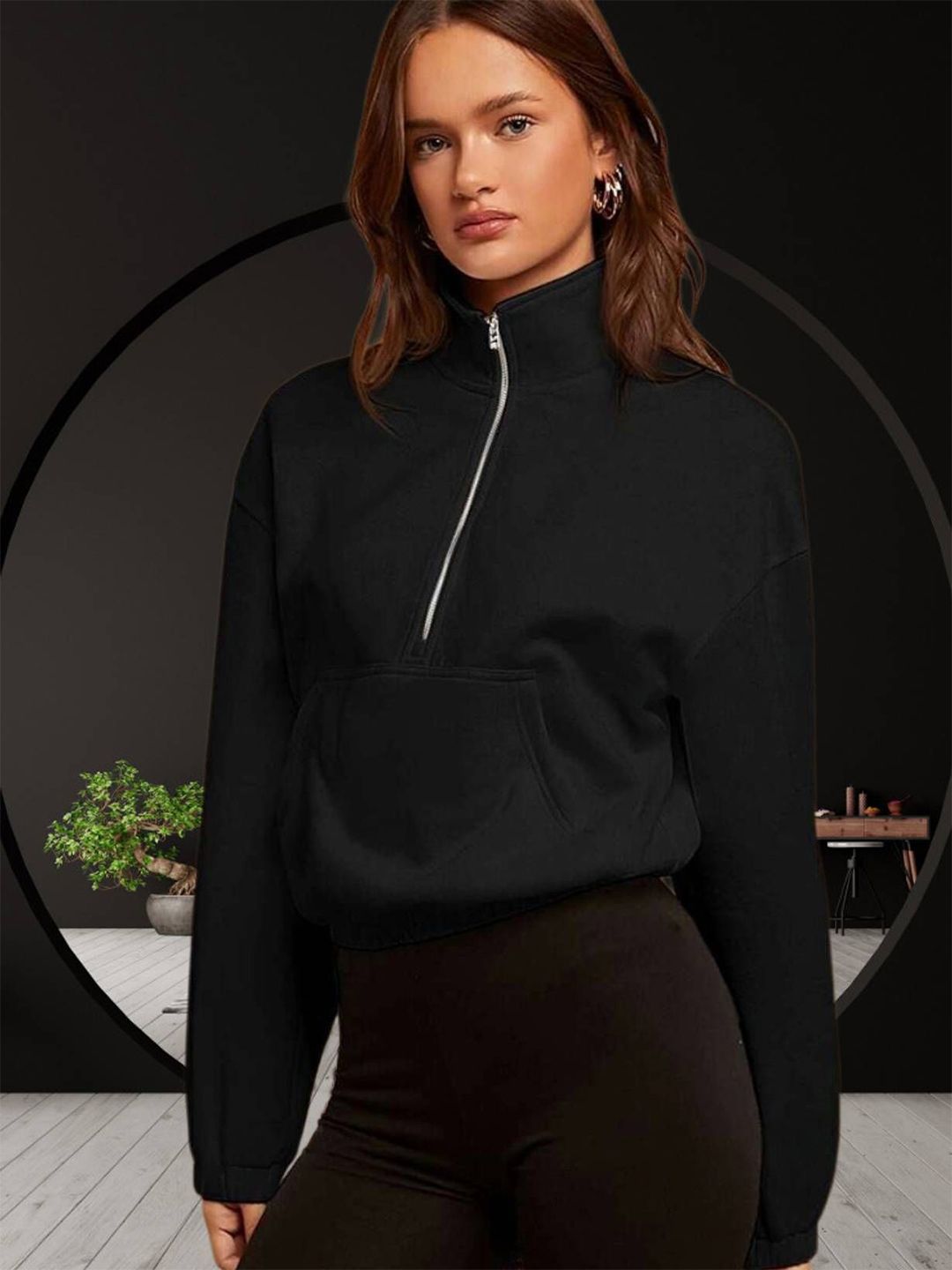 Kotty Women Mock Neck Full Sleeve Sweatshirt