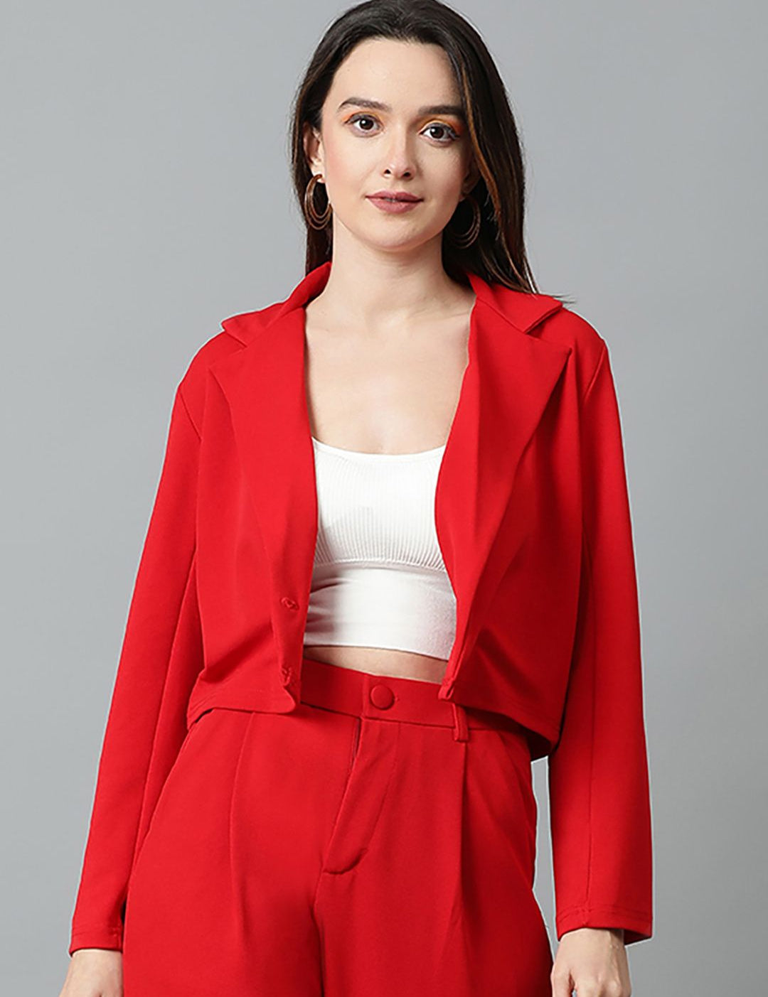 KOTTY Basics Women Double Breasted Crop Blazer