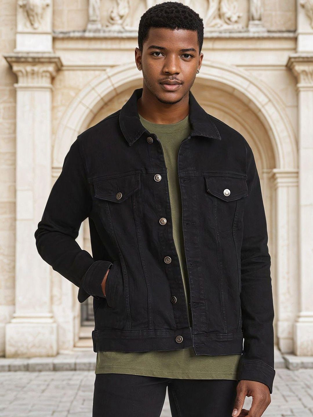 Kotty Men Solid Denim Jacket