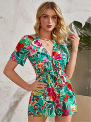 Kotty Women Floral Printed V-Neck Playsuit