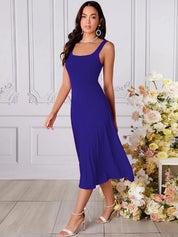Kotty women royal blue sleeveless midi dress
