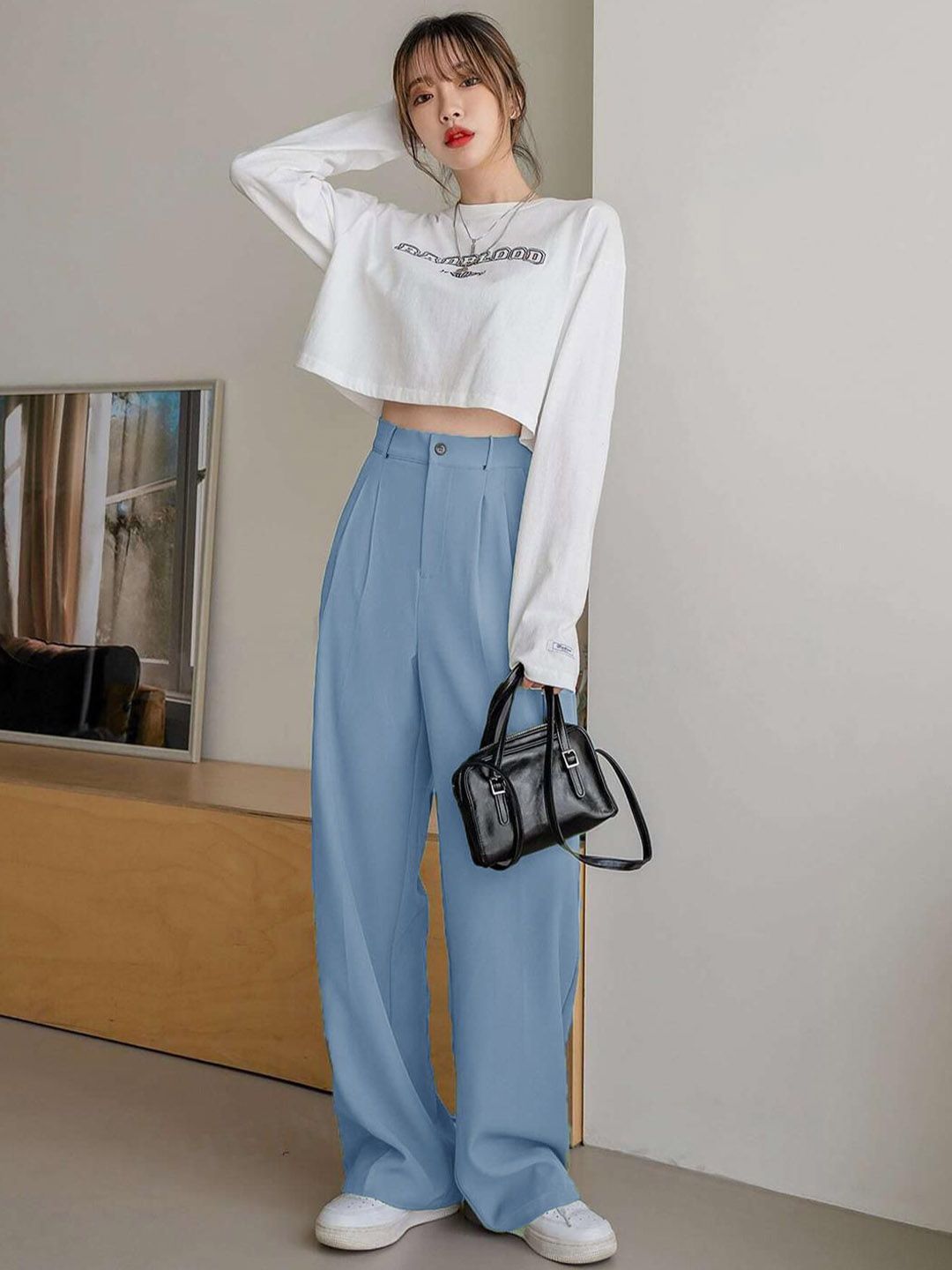 Kotty Women Relaxed Straight Leg High-Rise Pleated Trousers