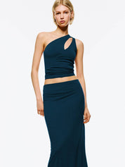 Kotty One Shoulder Crop Top With Ankle-Length Skirt Co-Ords
