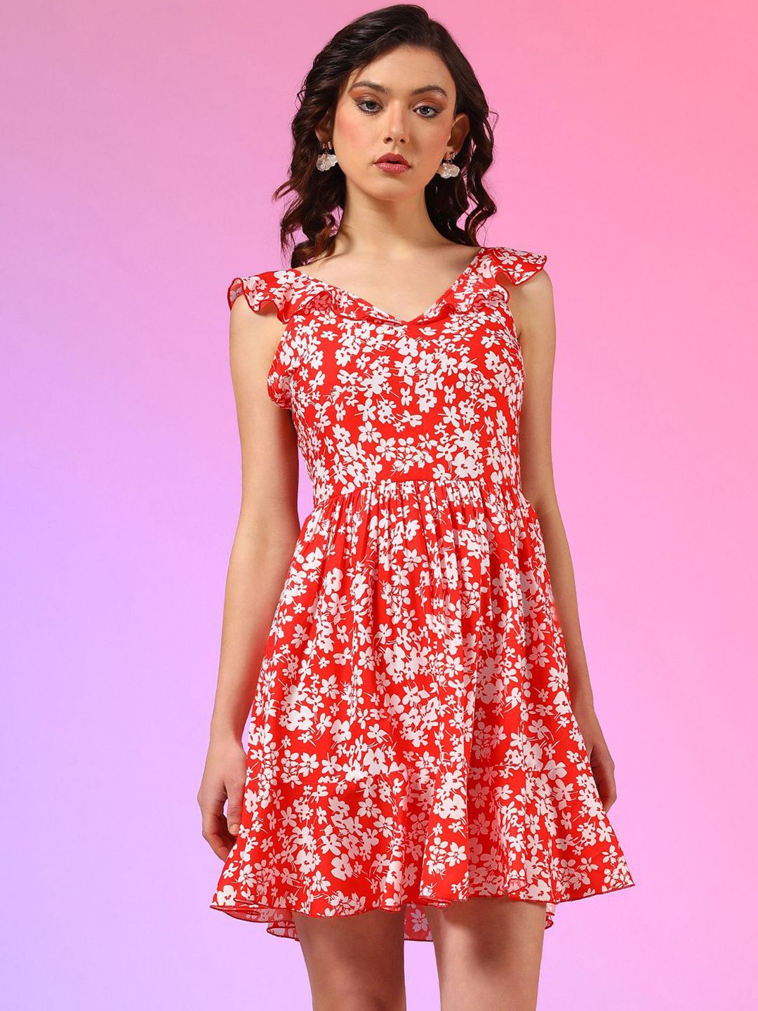 Kotty Women Floral Printed A-Line Mini Dress