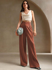 Kotty Women Flared High-Rise Pleated Trouser