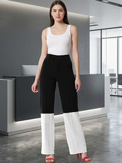 Black Regular Fit Mid-Rise Trousers for Women | Kotty