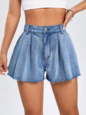 Kotty Women Solid High-Rise Denim Shorts