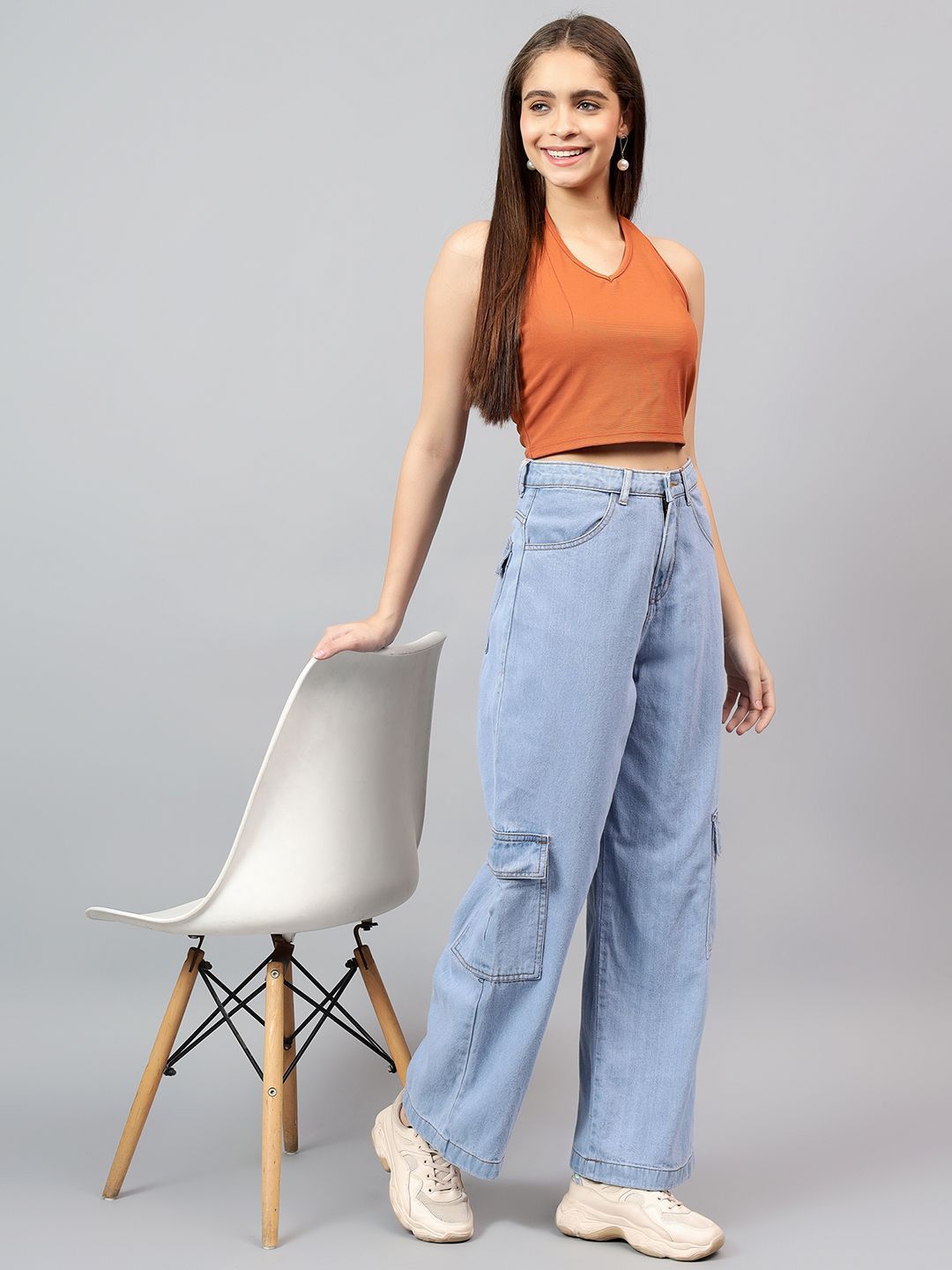 Kotty Women Straight Fit High-Rise Stretchable Cotton Jeans