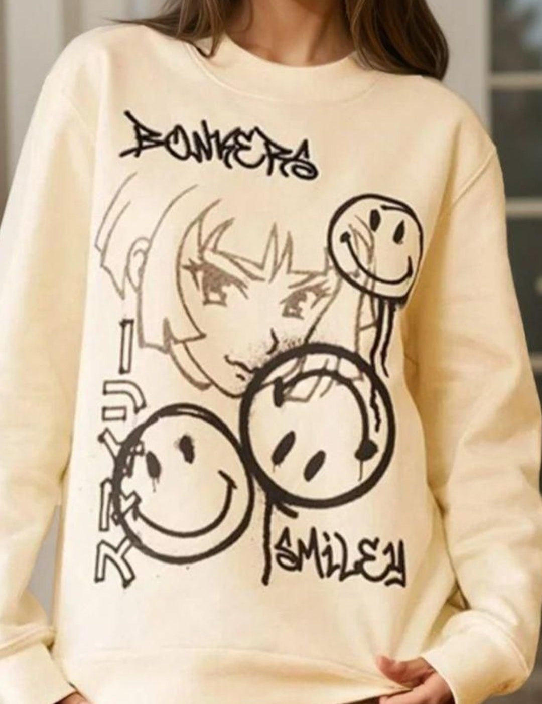Kotty Women Graphic Printed Round Neck Therma-Fit Sweatshirt