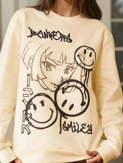 Kotty Women Graphic Printed Round Neck Therma-Fit Sweatshirt