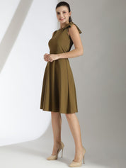 Kotty Women Tie-Up Neck Bow Detail Fit & Flare Dress