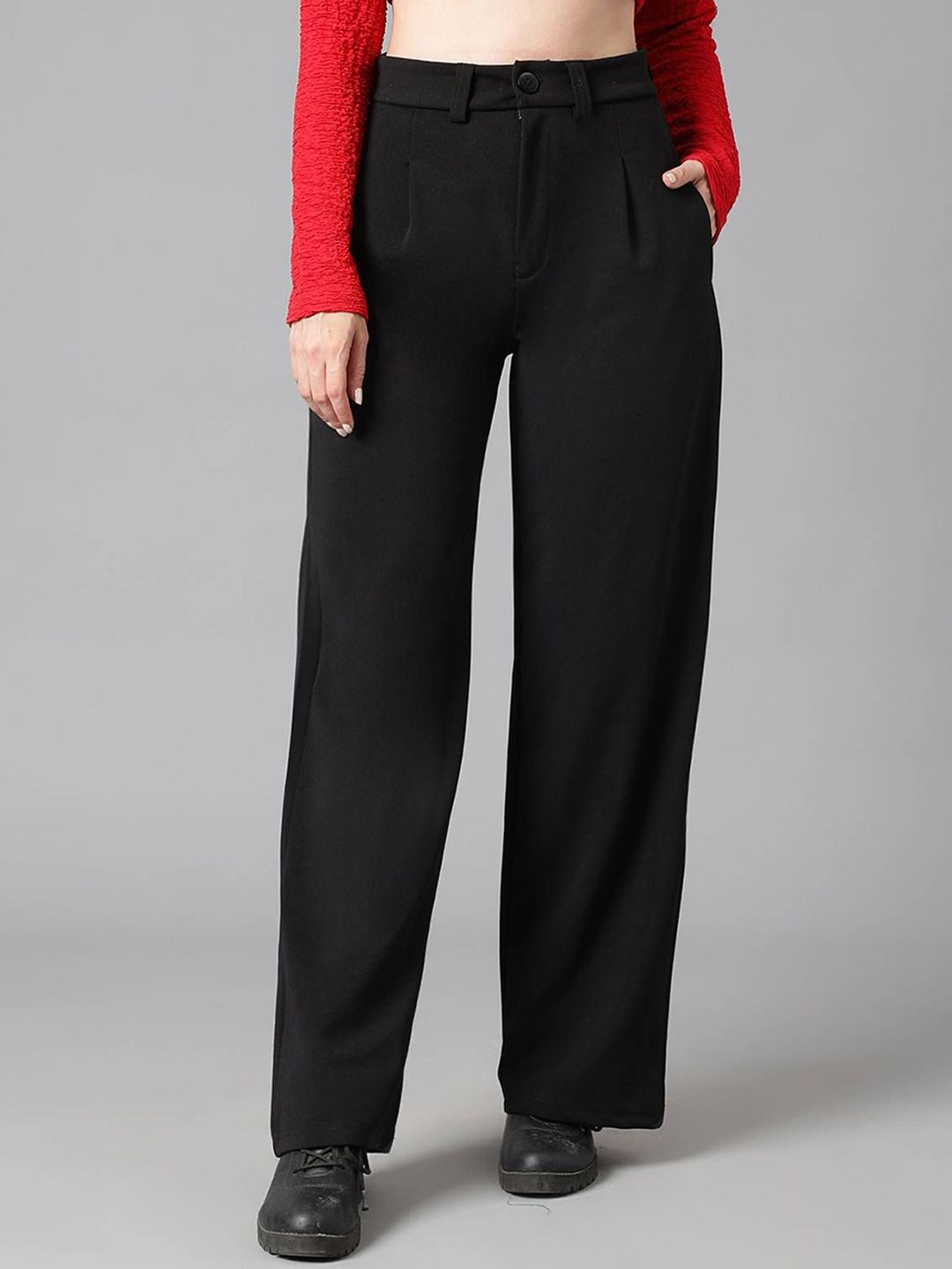 Kotty Women Relaxed Straight Leg High-Rise Trousers
