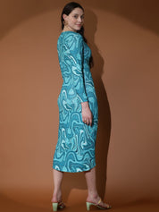 Kotty Abstract Printed Sheath Midi Dress