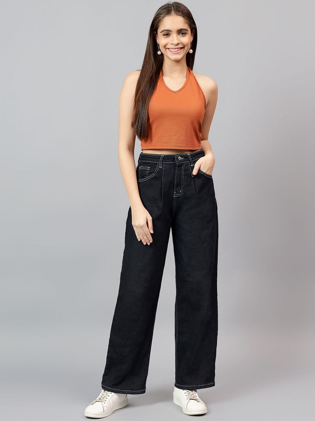 Kotty Women Straight Fit High-Rise Stretchable Jeans