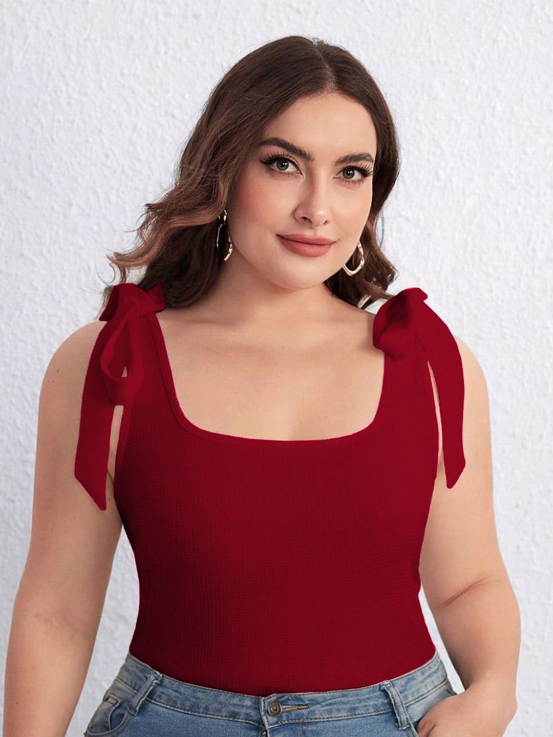 KOTTY Women Plus Size Solid Scoop Neck Top