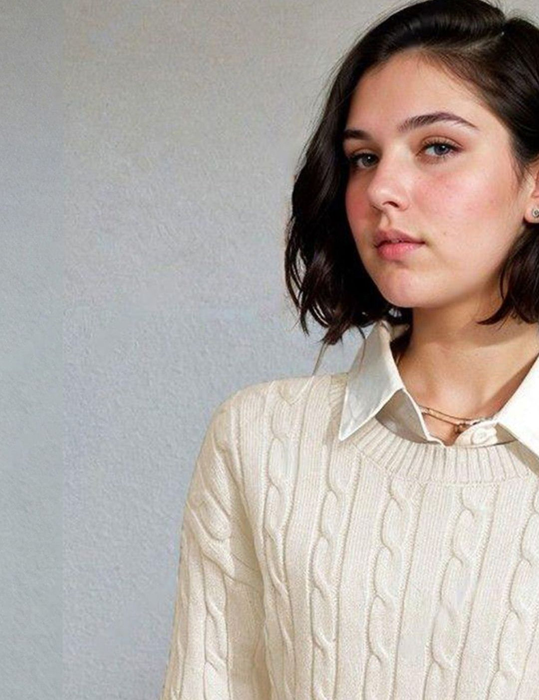 Kotty Women Cable Knit Crop Pullover