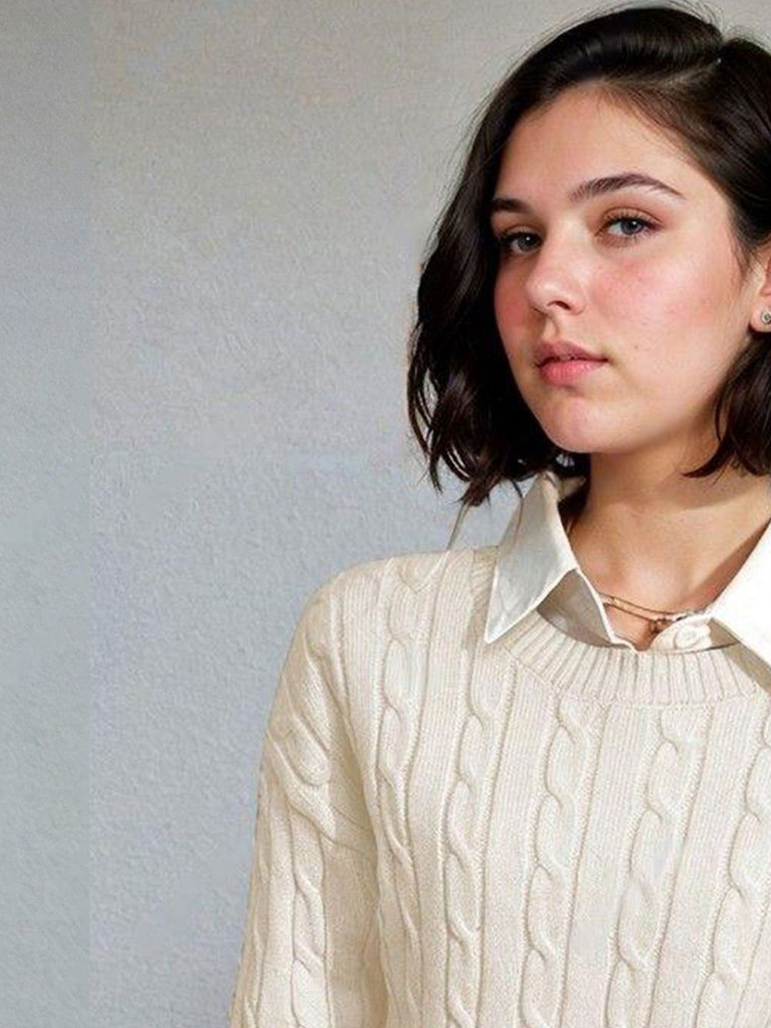 Kotty Women Cable Knit Crop Pullover