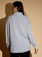 Kotty Women Spread Collar Micro Ditsy Printed Cotton Oversized Casual Shirt