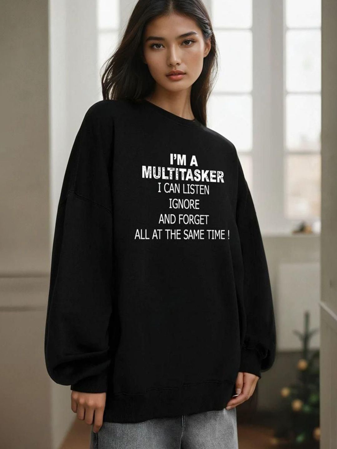 Kotty Women Typography Printed Round Neck Full Sleeve Sweatshirt