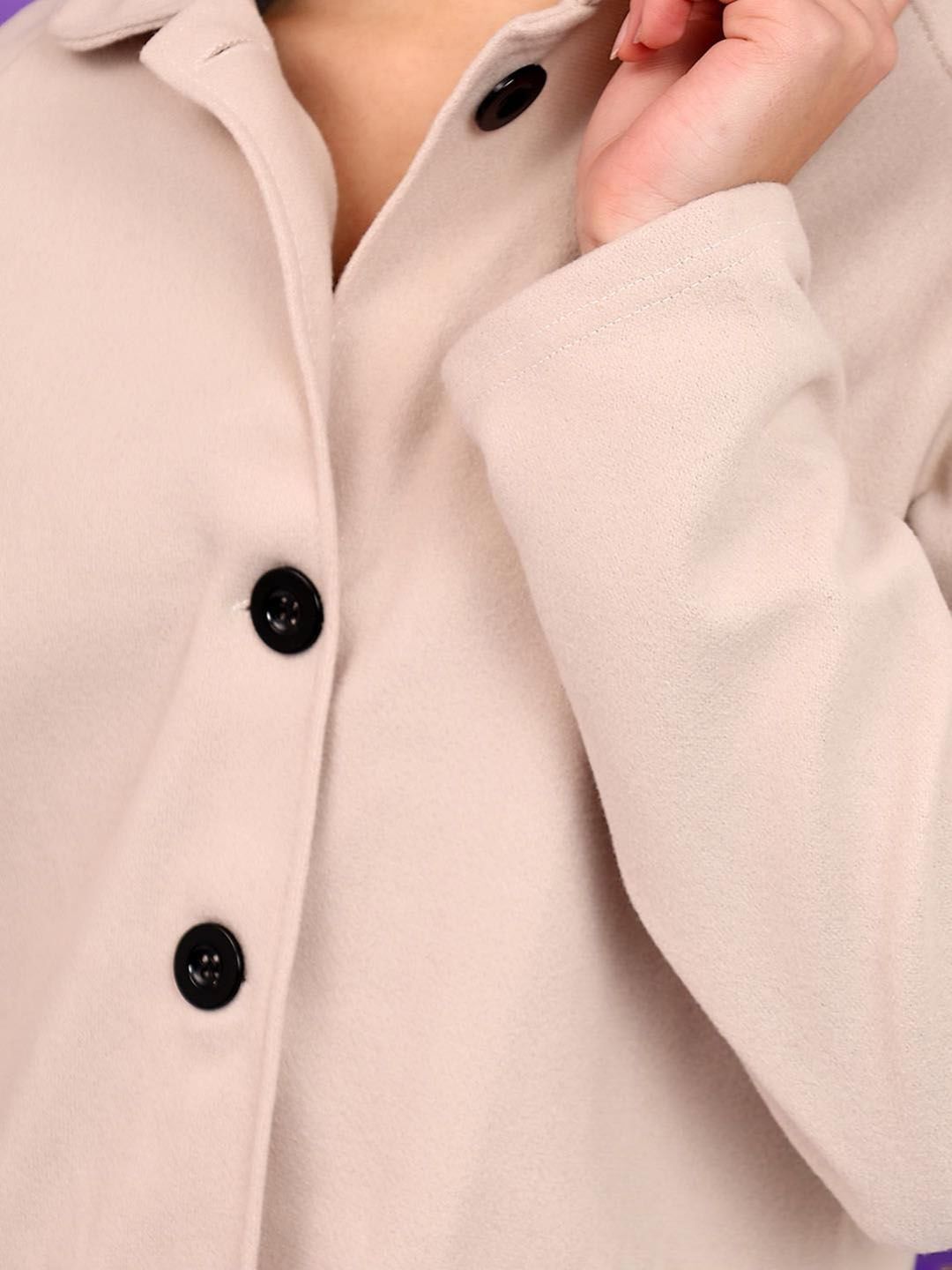 Kotty  Women Shirt Collar Single-Breasted Overcoat