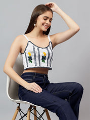 Kotty Women Self Design Scoop Neck Cotton Top