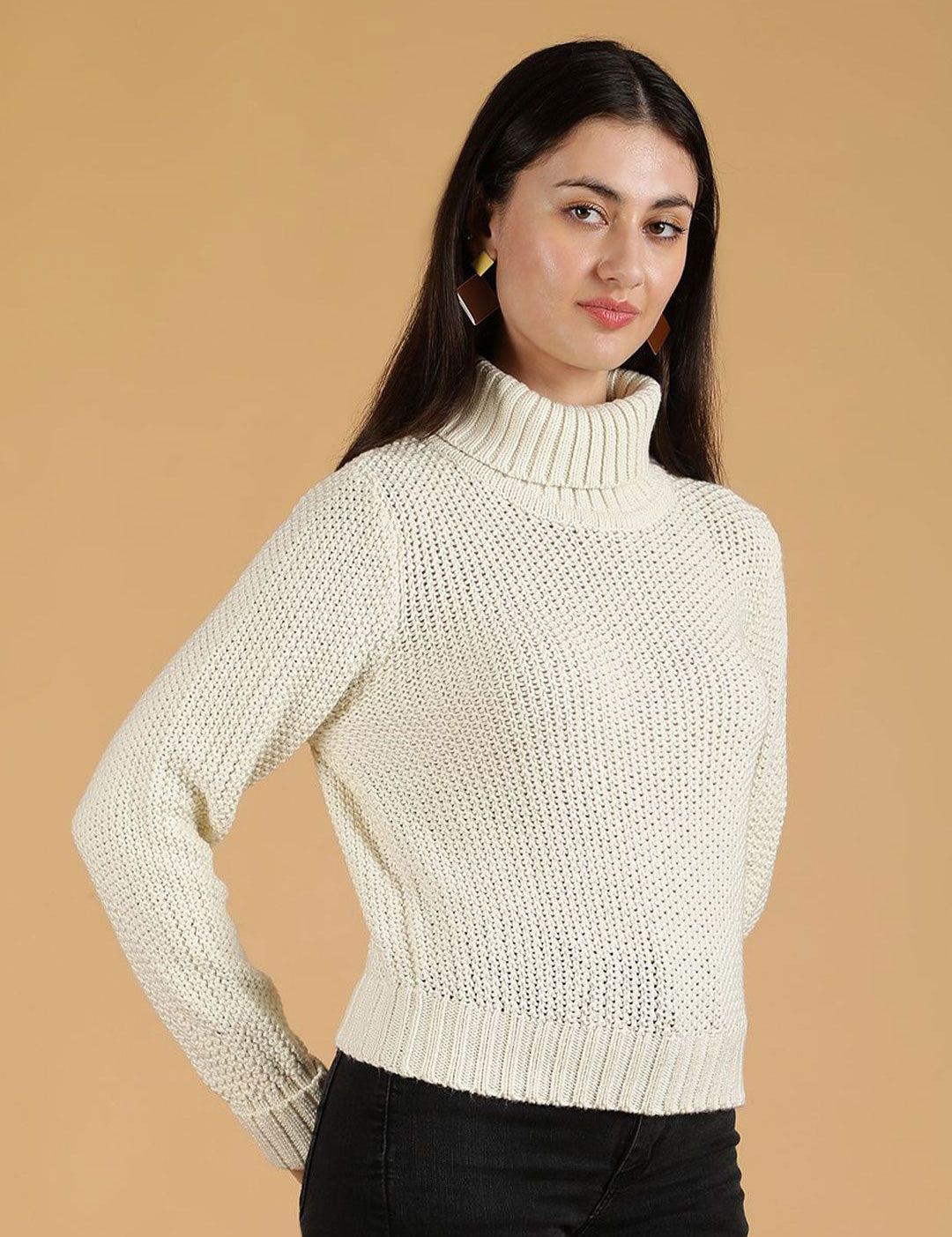 Kotty Women Turtle Neck Cotton Pullover Sweater
