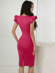 Kotty Women Flutter Sleeve Bodycon Midi Dress