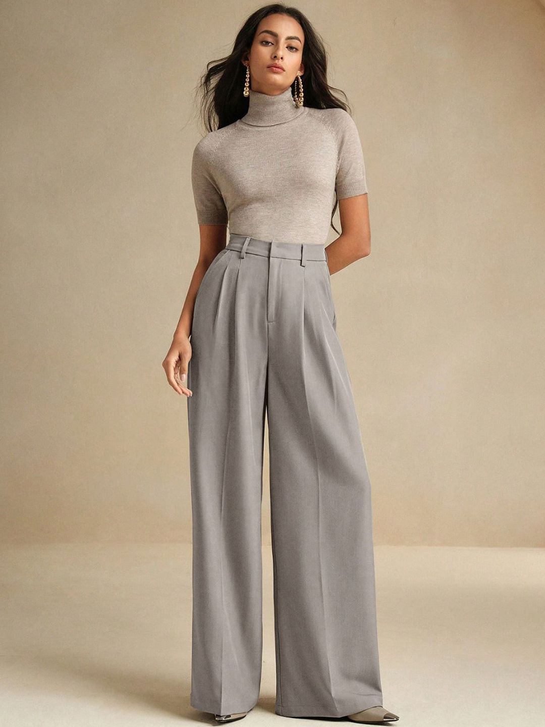 Kotty Women Relaxed Fit High-Rise Regular Trousers