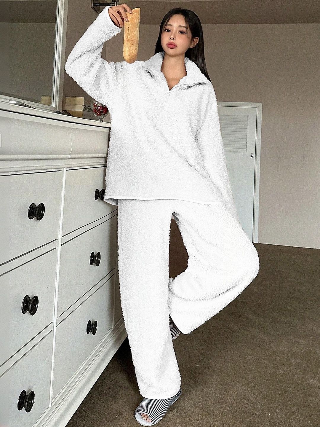 Kotty Women Shirt Collar Top With Pyjamas Night suits