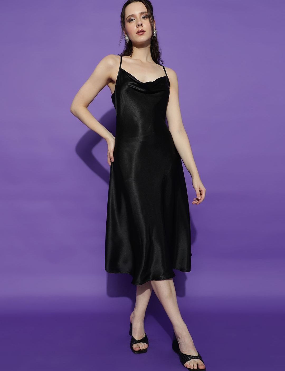 Kotty Women Satin A-Line Midi Dress