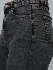 Kotty Women Straight Fit High-Rise Highly Distressed Cotton Stretchable Jeans