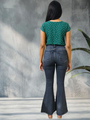 Kotty Bootcut High-Rise Mildly Distressed Light Fade Stretchable Jeans