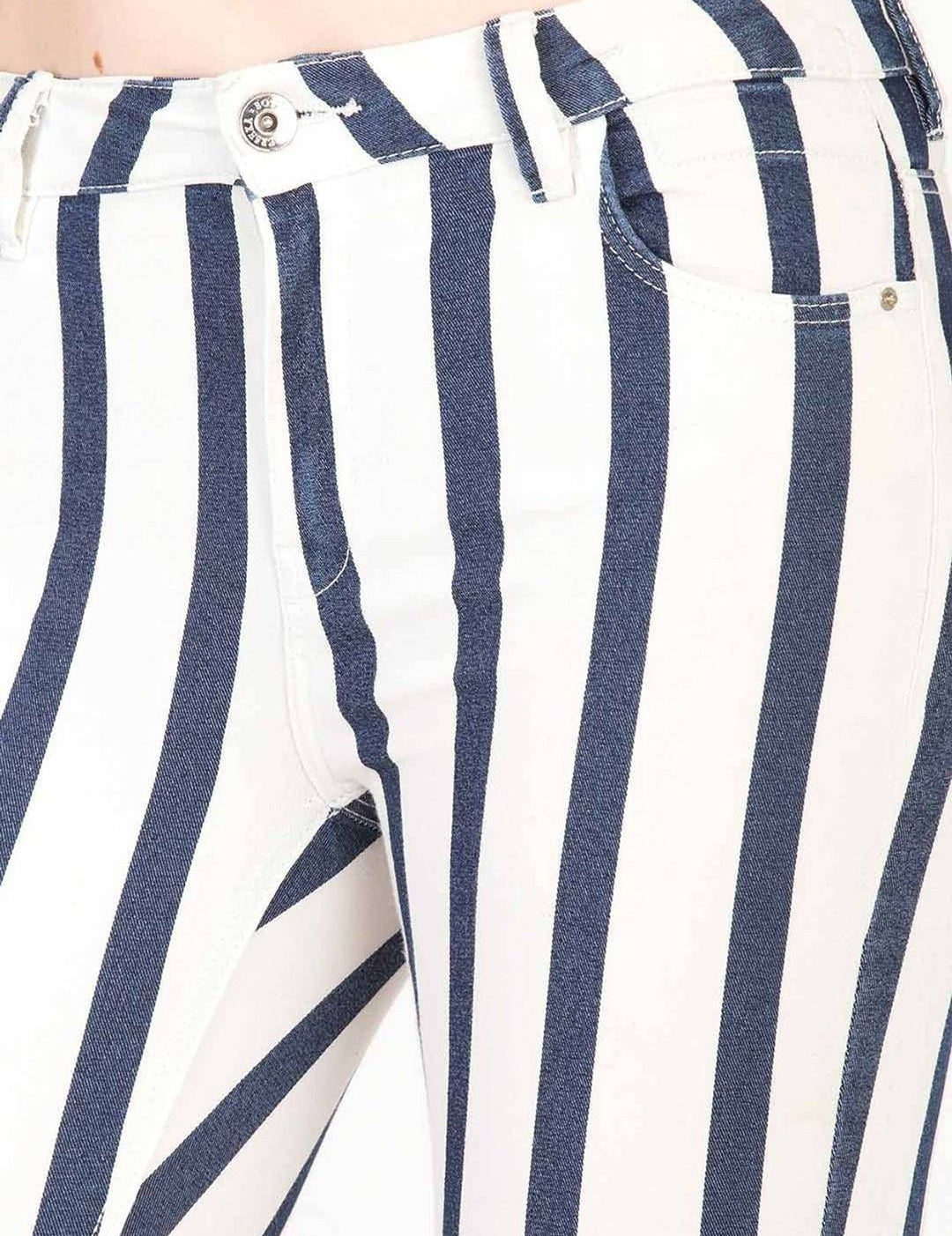 Kotty Women Striped Skinny Fit Low-Rise Stretchable Jeans