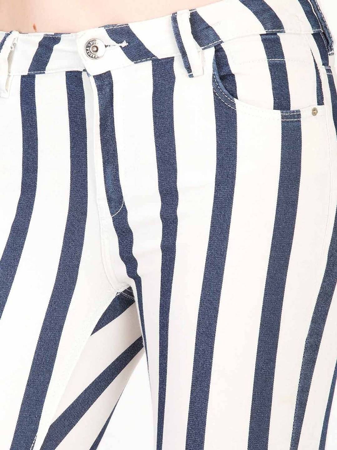 Kotty Women Striped Skinny Fit Low-Rise Stretchable Jeans