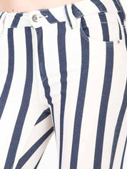 Kotty Women Striped Skinny Fit Low-Rise Stretchable Jeans