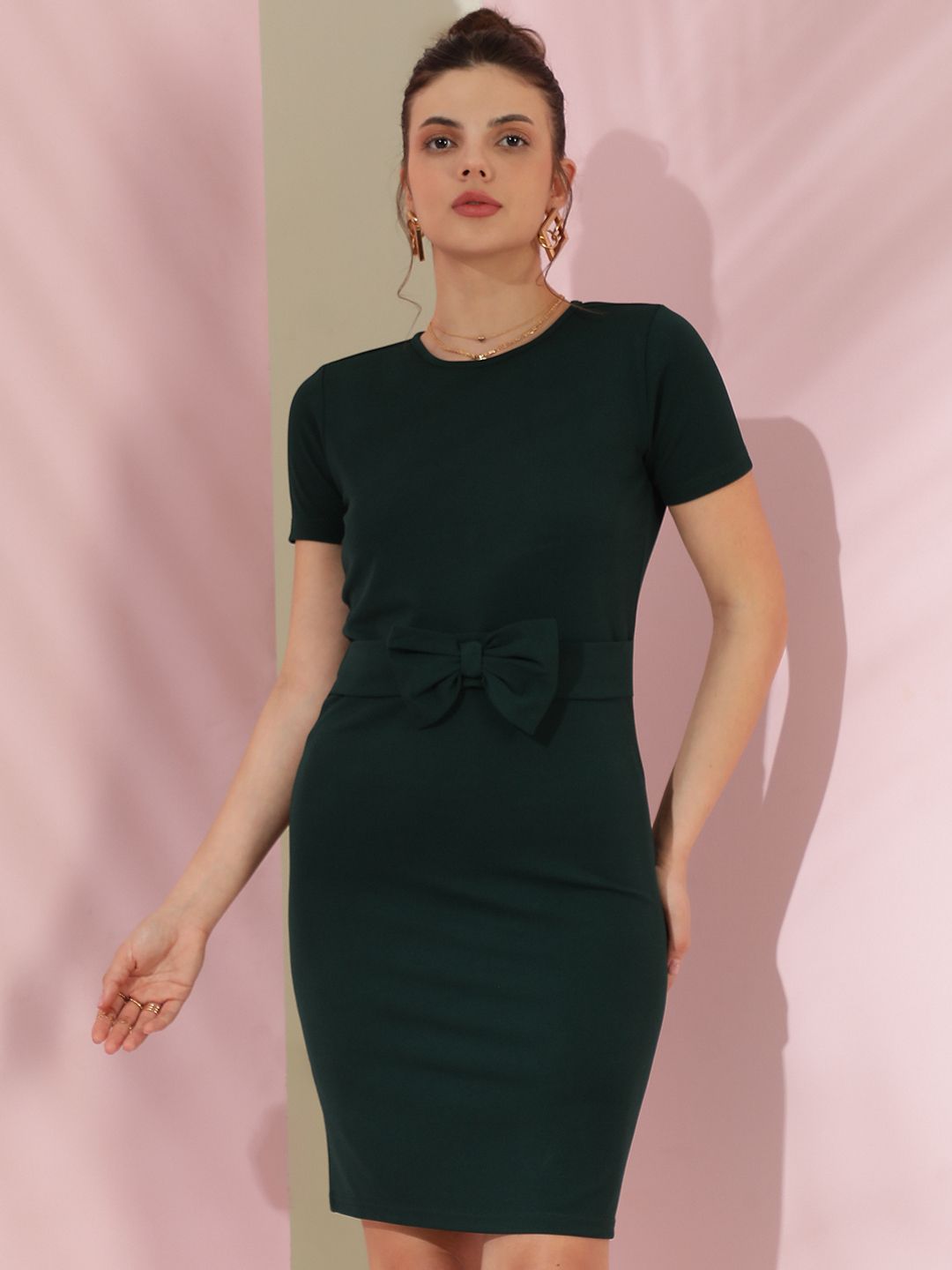 Kotty Women Short Sleeves Bodycon Mini Dress