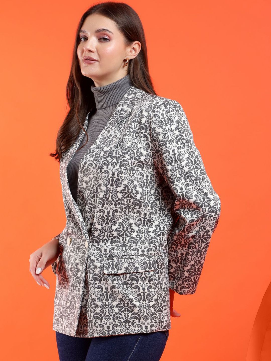 Kotty Women Printed Notched Overcoat