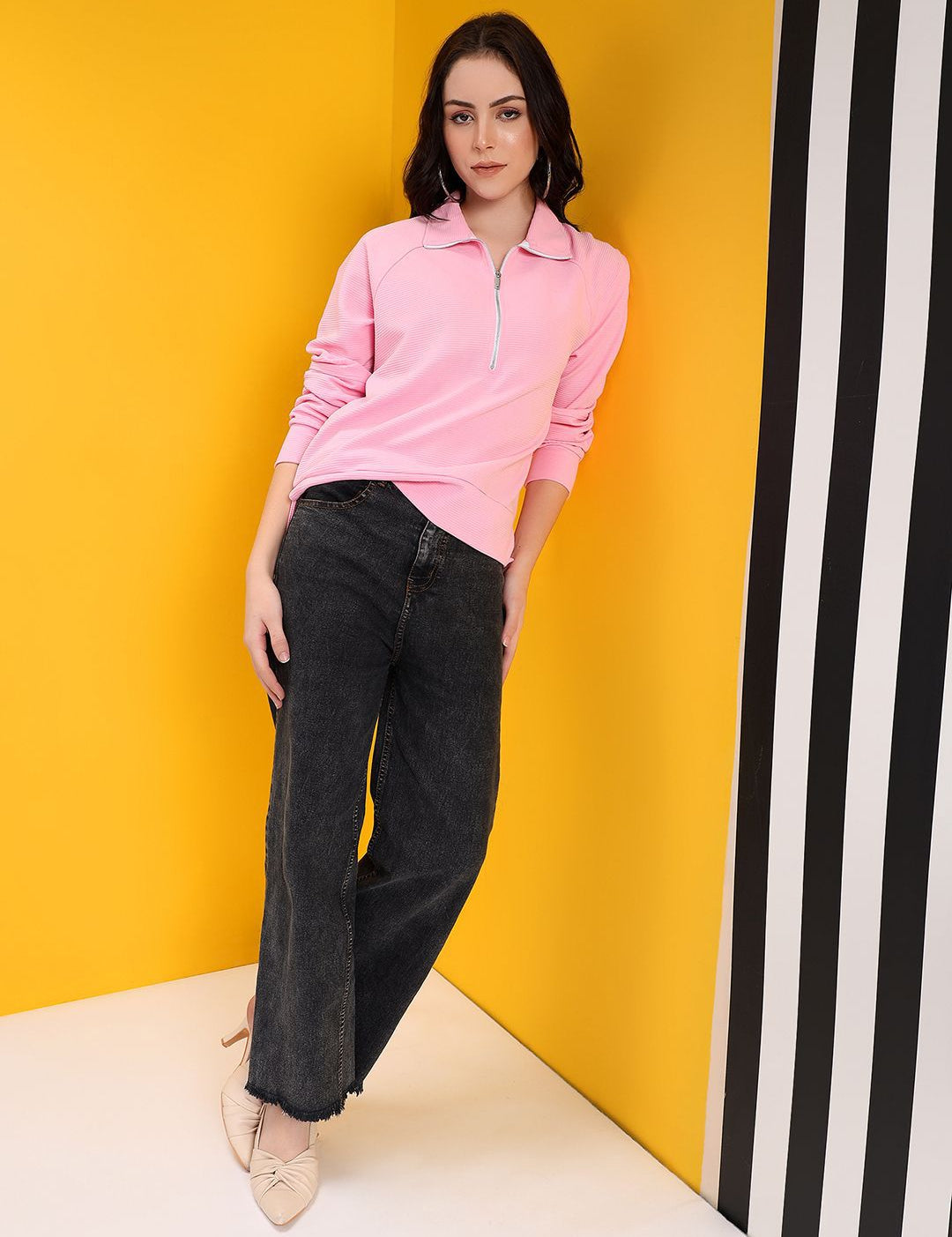 Kotty Women Cotton High Neck Sweatshirt