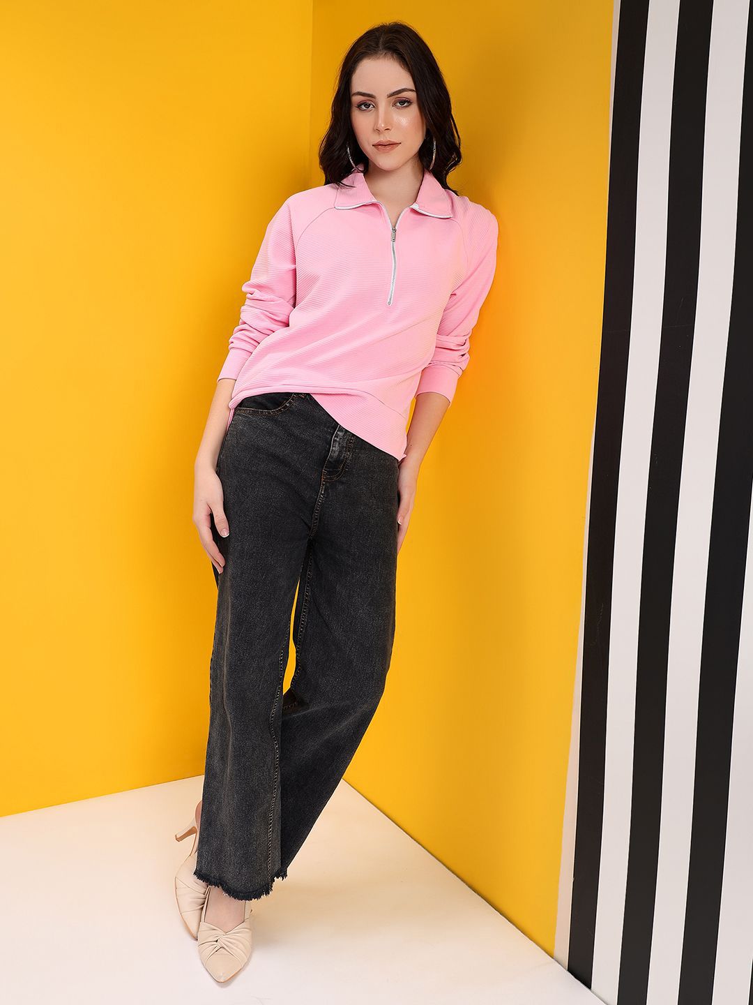 Kotty Women Cotton High Neck Sweatshirt