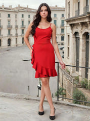 Kotty Women Solid Ruffled Sheath Mini Dress