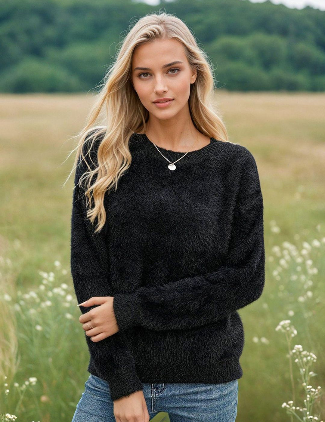 Kotty Women Round Neck Long Sleeves Pullover Sweater