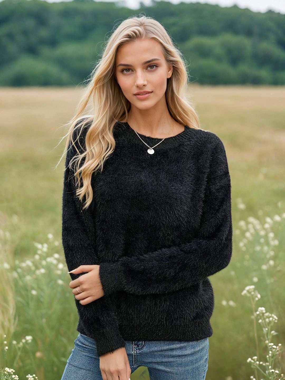 Kotty Women Round Neck Long Sleeves Pullover Sweater