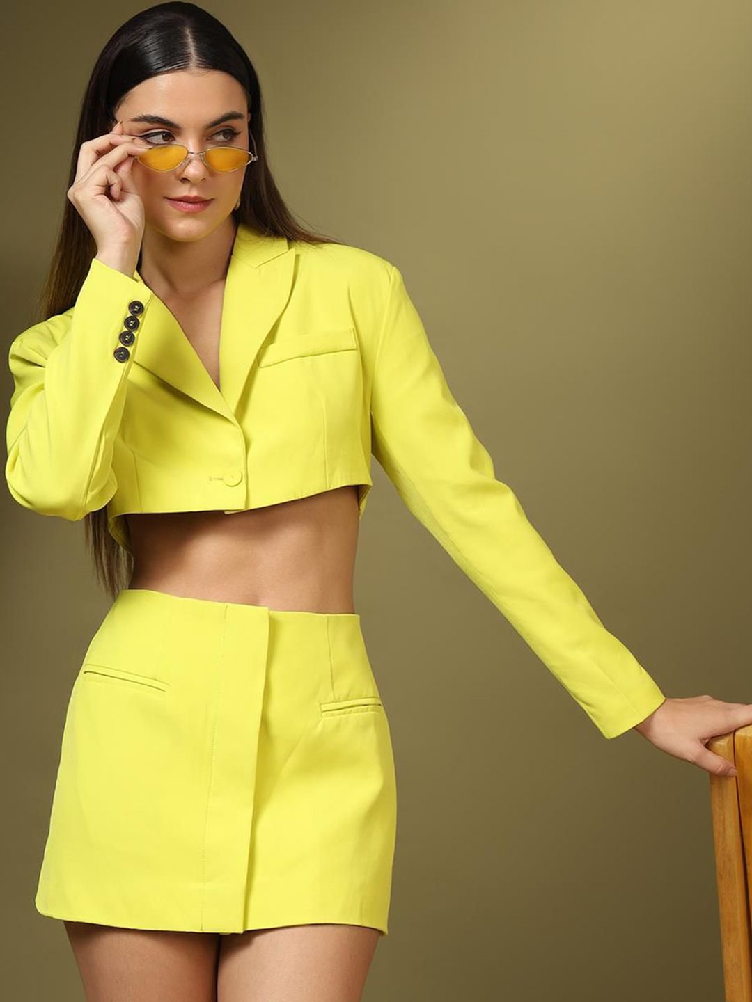 Kotty Notched Lapel Long Sleeves Above Knee Suit Dress