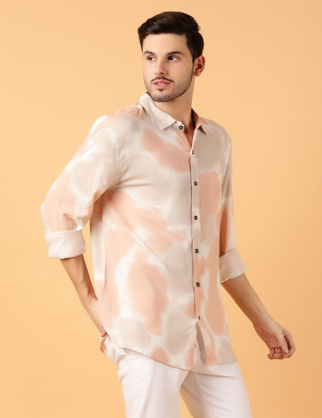 Kotty Men Relaxed Spread Collar Graphic Printed Cotton Casual Shirt